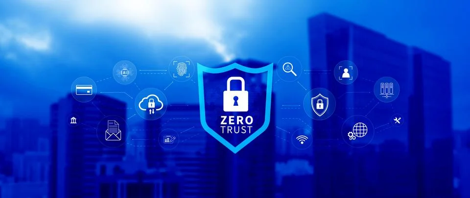 Zero trust and security concept. Business security network and private data.. Stock Photos