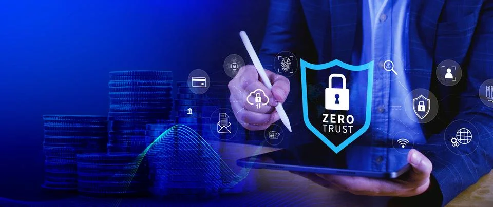 Zero trust and security concept. Business security network and private data.. Stock Photos