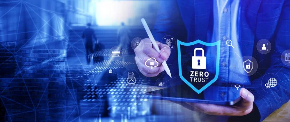 Zero trust and security concept. Business security network and private data.. Stock Photos
