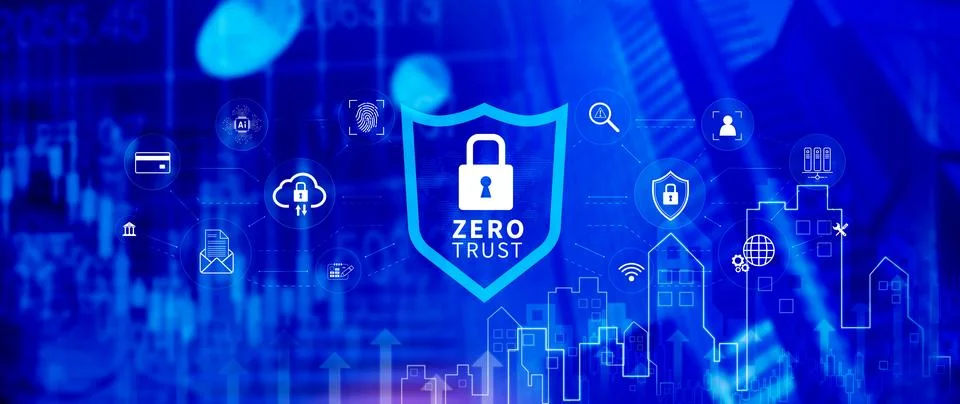 Zero trust and security concept. Business security network and private data.. Stock Photos