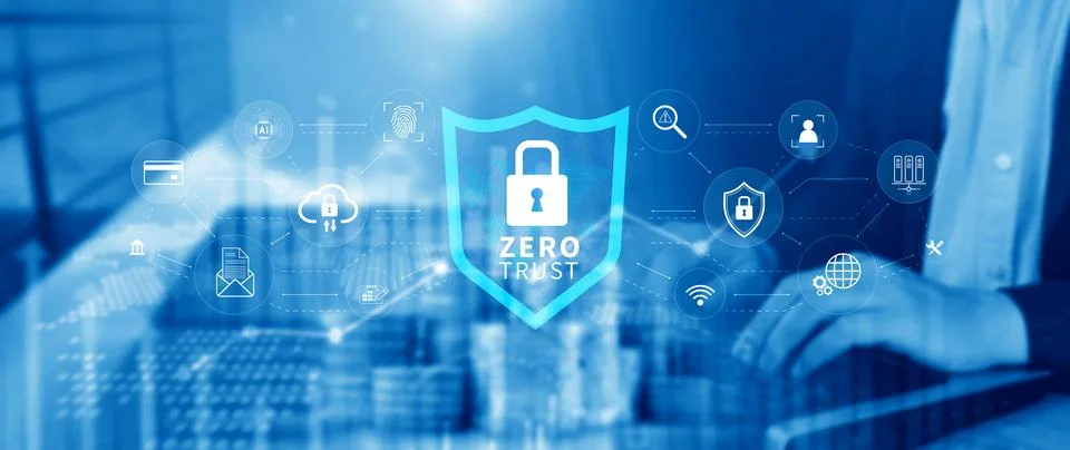 Zero trust and security concept. Business security network and private data.. Stock Photos