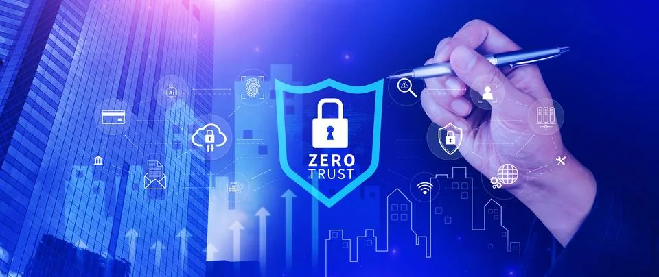 Zero trust and security concept. Business security network and private data.. Stock Photos