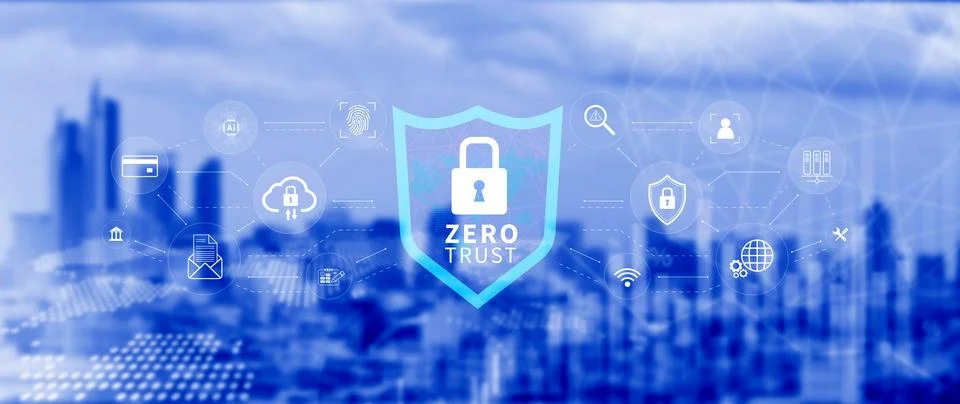 Zero trust and security concept. Business security network and private data.. Stock Photos