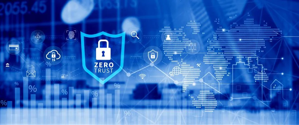 Zero trust and security concept. Business security network and private data.. Stock Photos