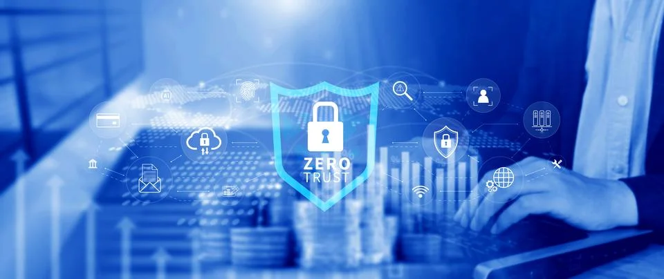 Zero trust and security concept. Business security network and private data.. Stock Photos