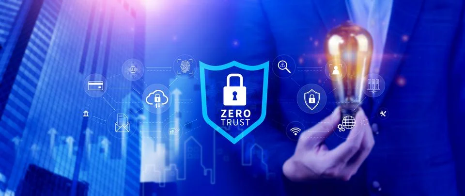 Zero trust and security concept. Business security network and private data.. Stock Photos