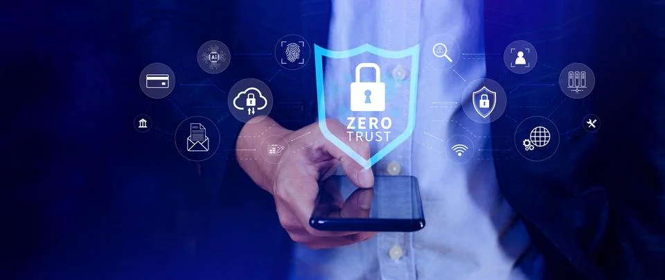 Zero trust and security concept. Business security network and private data.. Stock Photos