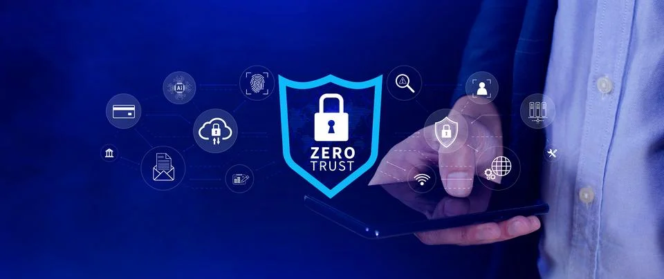 Zero trust and security concept. Business security network and private data.. Stock Photos