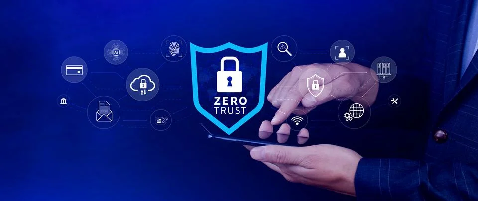 Zero trust and security concept. Business security network and private data.. Stock Photos