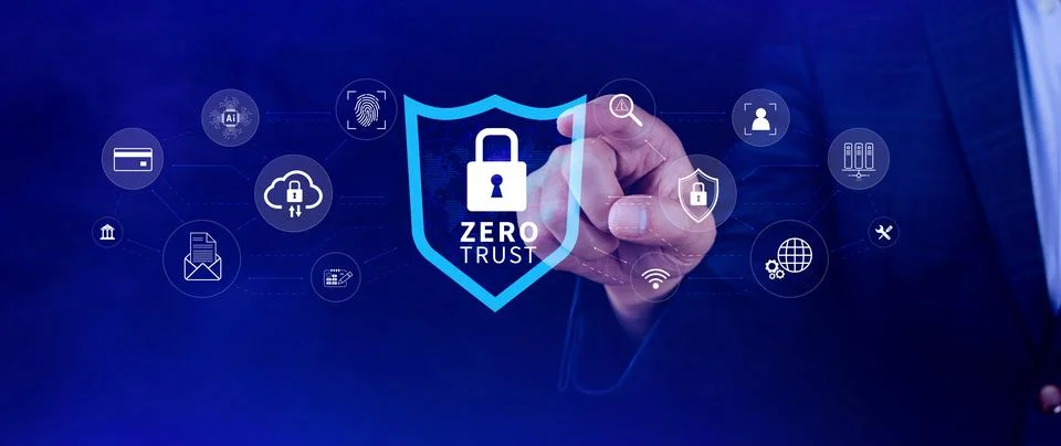 Zero trust and security concept. Business security network and private data.. Stock Photos
