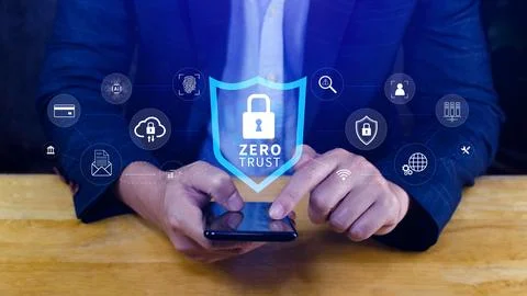 Zero trust and security concept. Business security network and private data.. Stock Photos