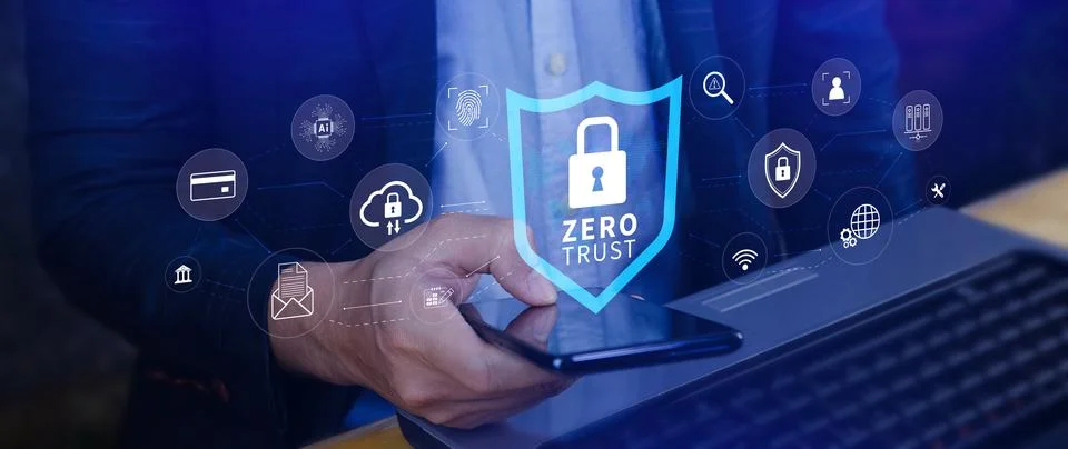 Zero trust and security concept. Business security network and private data.. Stock Photos