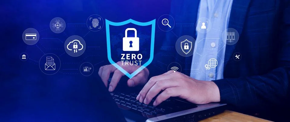Zero trust and security concept. Business security network and private data.. Stock Photos