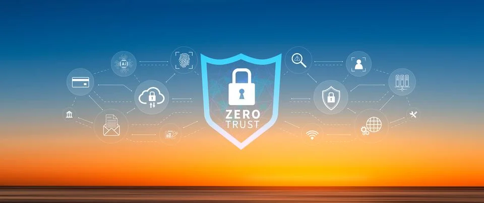 Zero trust and security concept. Business security network and private data.. Stock Photos