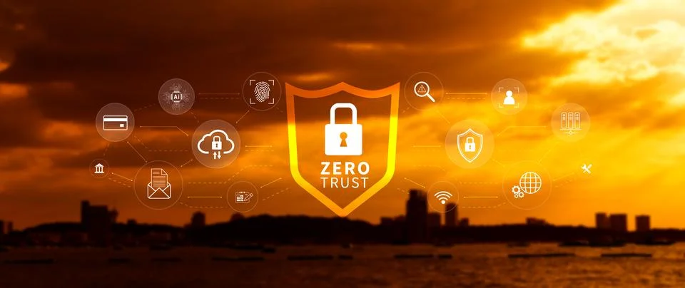 Zero trust and security concept. Business security network and private data.. Stock Photos