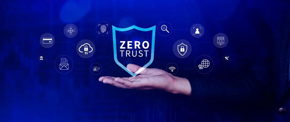 Zero trust and security concept. Business security network and private data.. Stock Photos