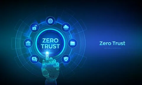 Zero Trust cybersecurity concept. Data protection and secure access control.  Stock Illustration