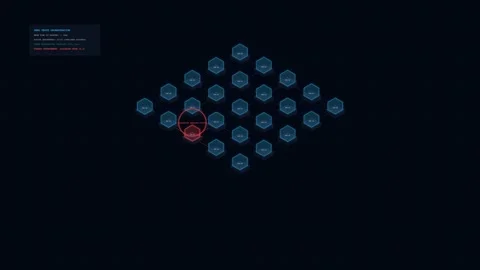 Zero Trust Network Security Isometric 3D Grid Topology Stock Footage 345339450