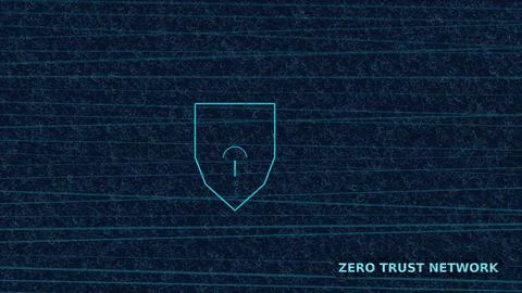 Zero Trust Network shield icon on dark brick wall background Stock Illustration