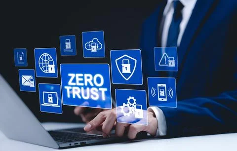 Zero Trust Security and Cyber Protection Concept. Stock Photos