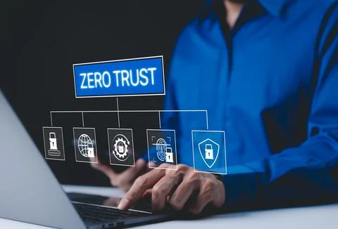 Zero Trust Security and Cyber Protection Concept. Stock Photos