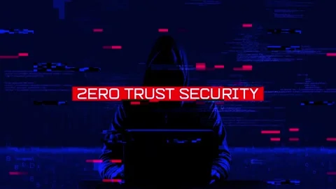 Zero Trust Security  on hacking background screen Stock Footage 317056415