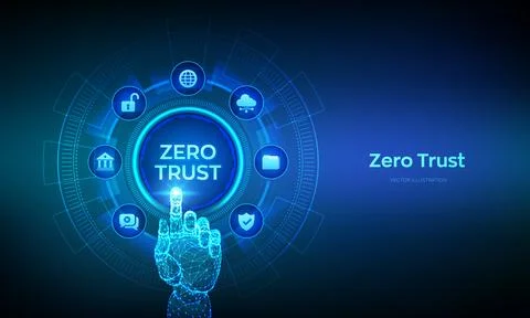 Zero trust security model. Cybersecurity. Data protection. Zero trust technol Stock Illustration