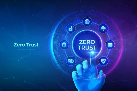 Zero trust security model. Cybersecurity. Zero trust technology concept. Data Illustrazione stock