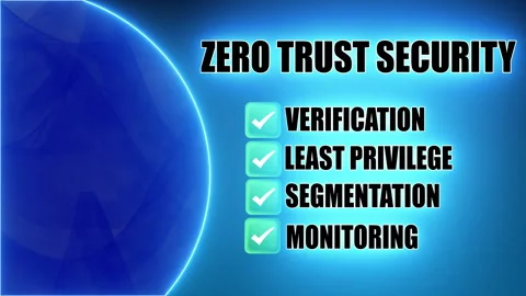 Zero Trust Security - Neon text on blue background Stock Footage 302481940