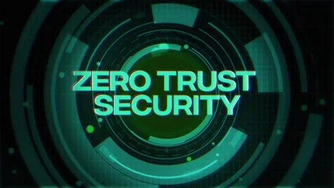 Zero Trust Security Text on Futuristic Cyberspace Background Video stock 343331717