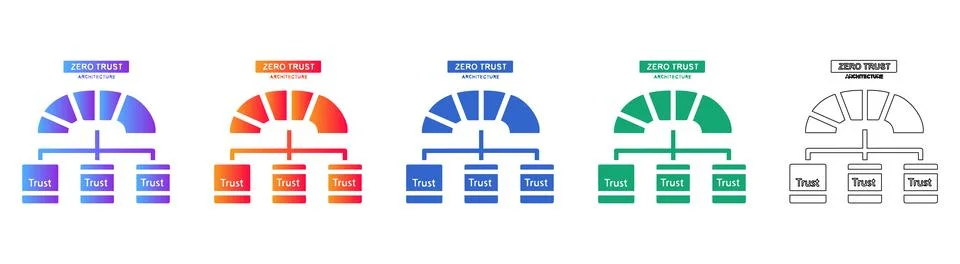 Zero Trust Strategy Network Icons 스톡 일러스트