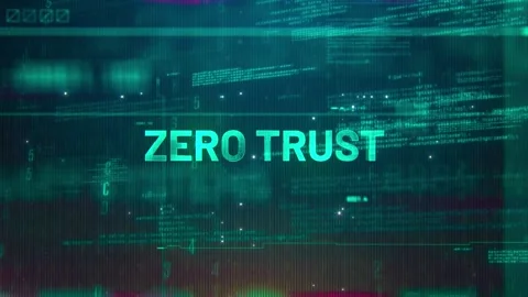 Zero Trust  Word on High Technology Futuristic Background Video stock 343331609