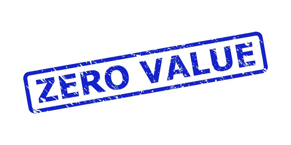 ZERO VALUE Stamp Seal with Scratched Surface and Rounded Rectangle Frame Ilustração Stock