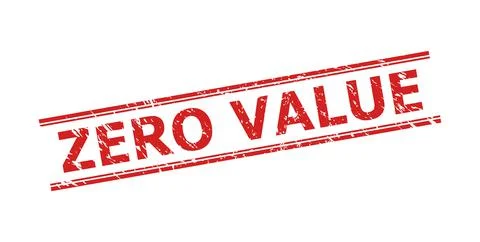 ZERO VALUE Watermark with Scratched Style and Double Parallel Lines Ilustração Stock
