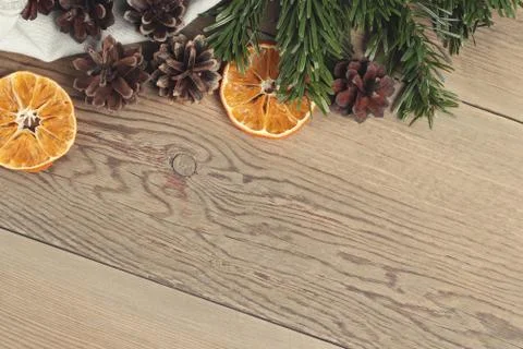 Zero waste and eco friendly christmas concept. Natural decorations and branch Stock Photos