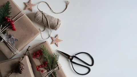 Zero waste and eco friendly christmas concept. Stockfoto's
