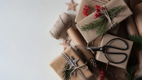 Zero waste and eco friendly christmas concept. Stock Photos