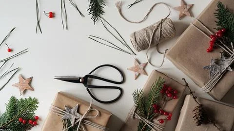 Zero waste and eco friendly christmas concept. Stock Photos