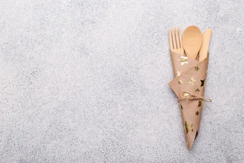 Zero waste bamboo tableware Stock Photos