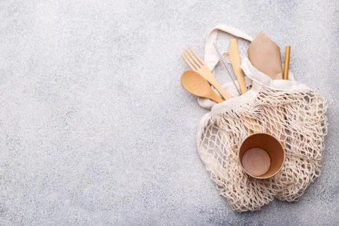 Zero waste bamboo tableware Stock Photos