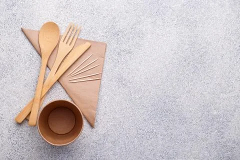Zero waste bamboo tableware Stock Photos