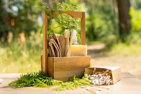 Zero waste bathroom accessories , spa body care concept. Eco-friendly lifestyle Stock Photos