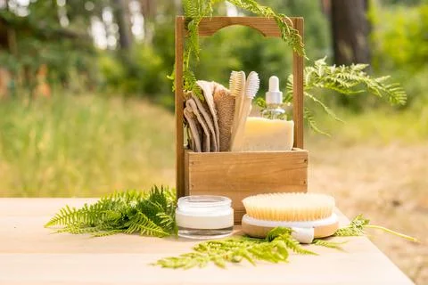 Zero waste bathroom accessories , spa body care concept. Eco-friendly lifestyle Stock Photos