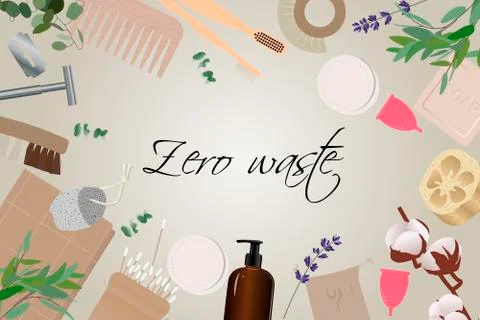 Zero waste bathroom frame set Stock Illustration