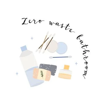 Zero waste bathroom, reusable bath product, toiletry. Eco friendly item Stock Illustration