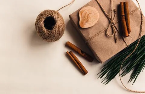 Zero waste Christmas flat lay.  Stock Photos