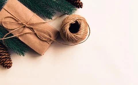 Zero waste Christmas flat lay. Stock Photos