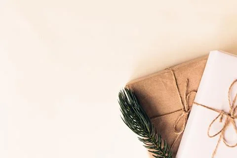 Zero waste Christmas flat lay.  Stock Photos