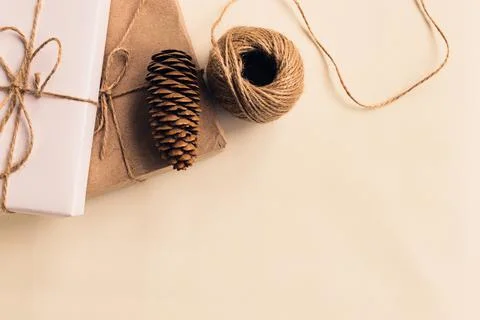Zero waste Christmas flat lay.  Stock Photos
