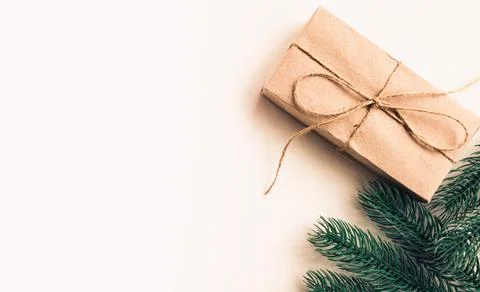 Zero waste Christmas flat lay. Home made. Eco friendly. Copy space. Simple Ch Stock Photos